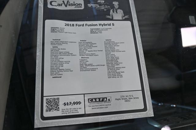 used 2018 Ford Fusion Hybrid car, priced at $15,999