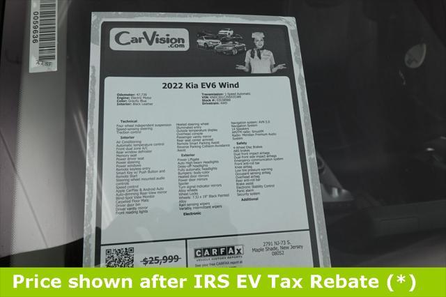 used 2022 Kia EV6 car, priced at $18,999