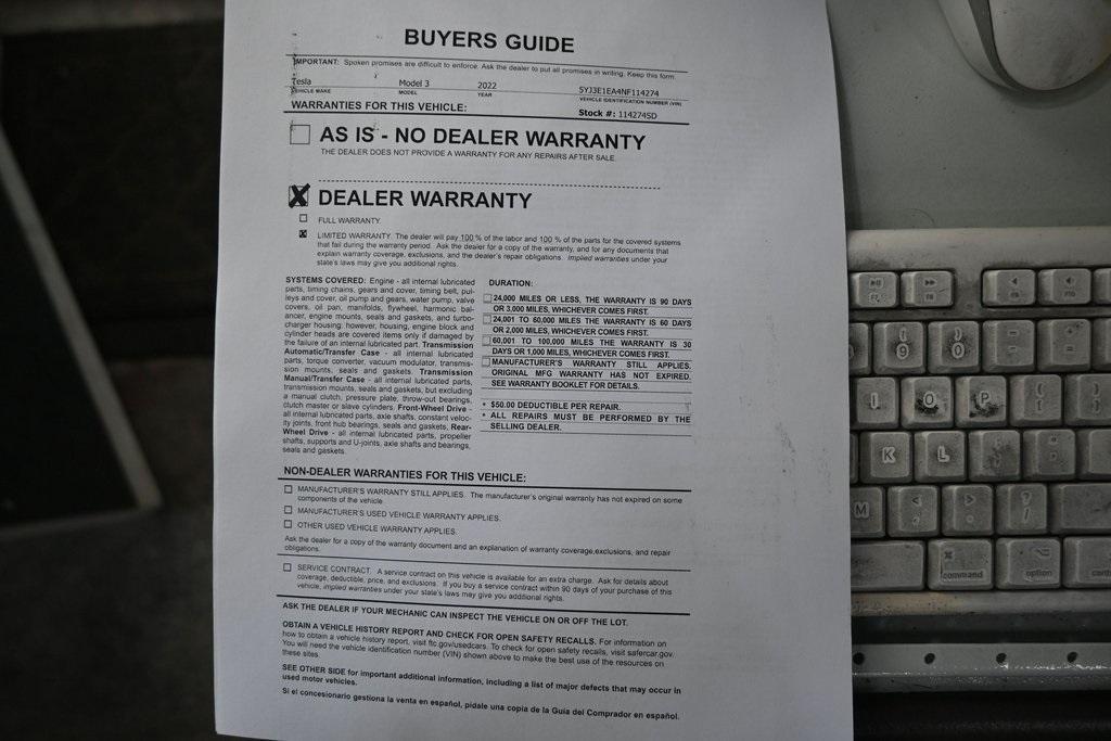 used 2022 Tesla Model 3 car, priced at $19,999