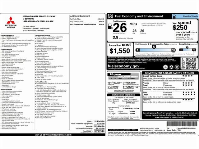 used 2021 Mitsubishi Outlander Sport car, priced at $14,499