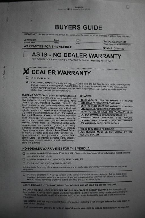 used 2024 Volkswagen Taos car, priced at $20,999