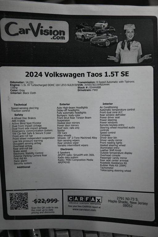 used 2024 Volkswagen Taos car, priced at $20,999