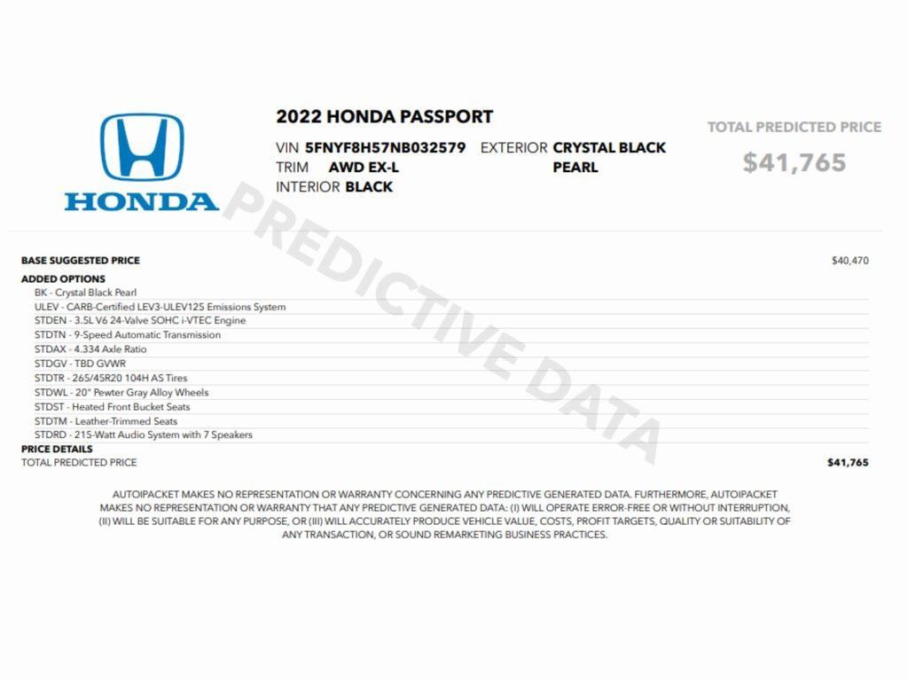used 2022 Honda Passport car, priced at $27,999