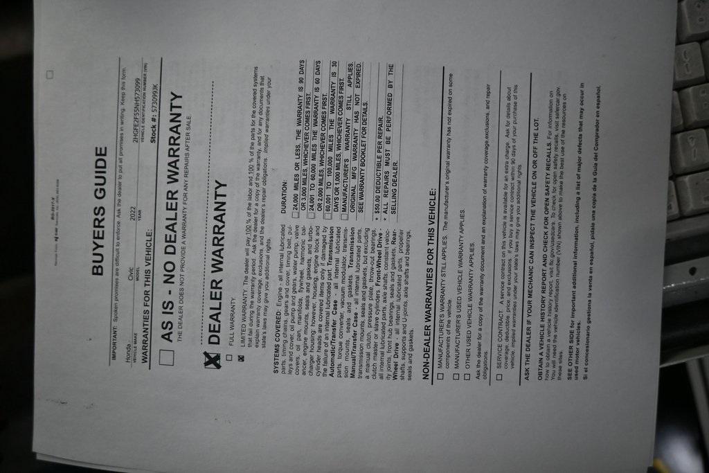 used 2022 Honda Civic car, priced at $19,499