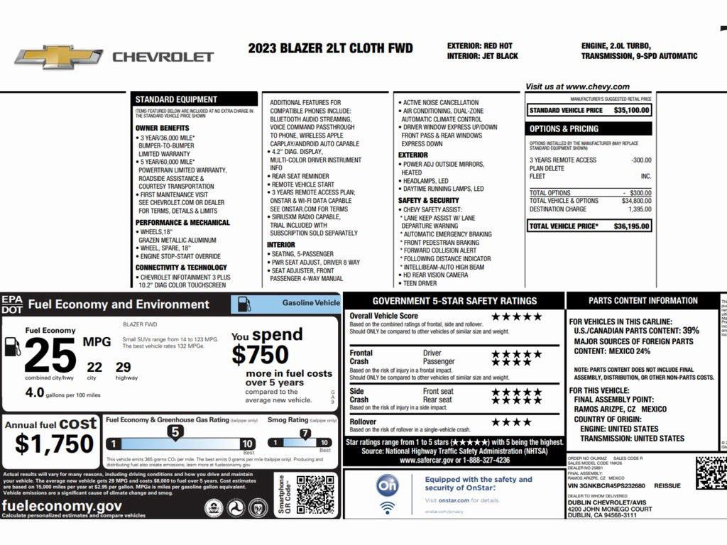 used 2023 Chevrolet Blazer car, priced at $21,999