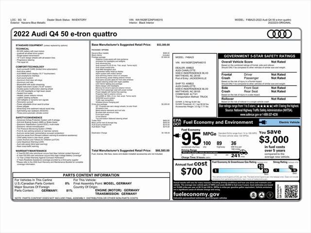 used 2022 Audi Q4 e-tron car, priced at $27,999