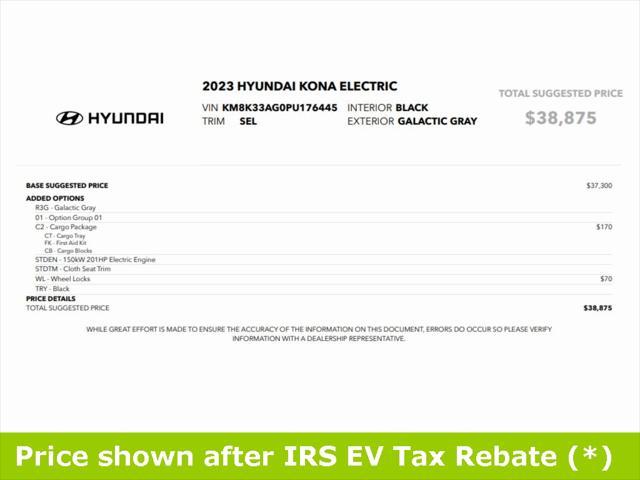 used 2023 Hyundai Kona EV car, priced at $17,999