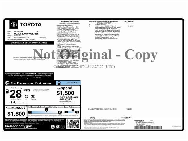 used 2022 Toyota GR Supra car, priced at $37,999