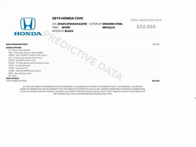 used 2019 Honda Civic car, priced at $16,999