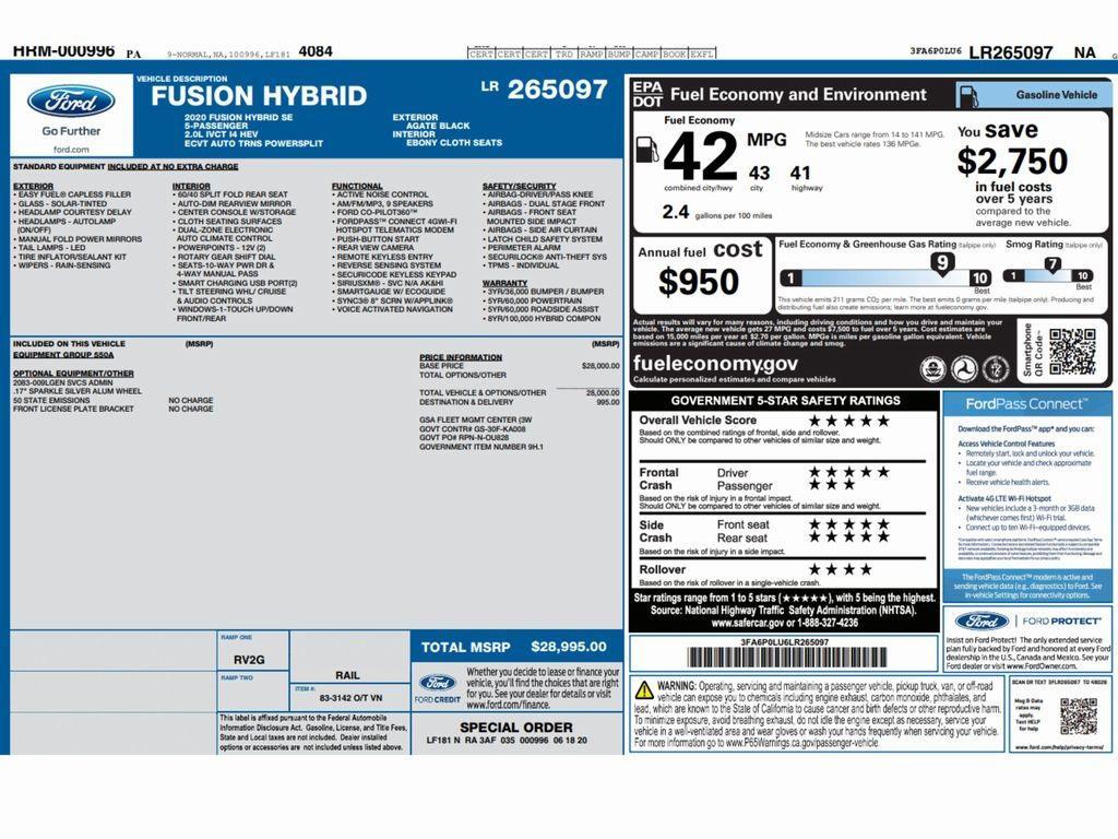 used 2020 Ford Fusion car, priced at $14,499