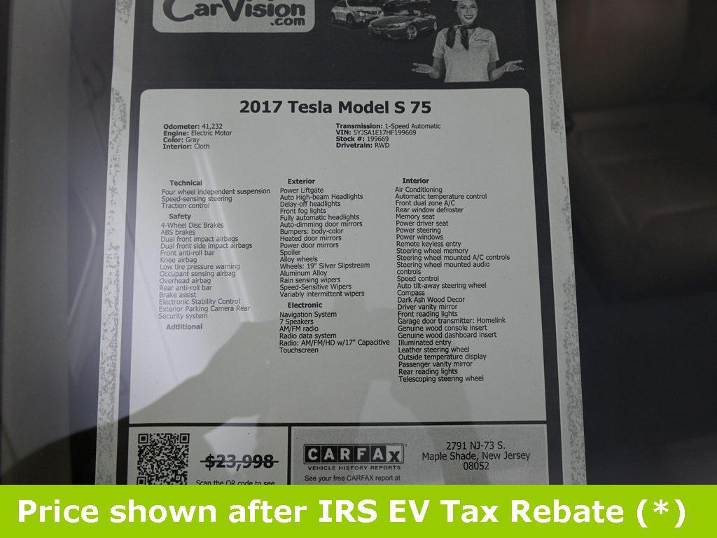 used 2017 Tesla Model S car, priced at $18,999