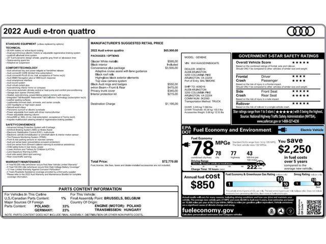 used 2022 Audi e-tron car, priced at $29,499