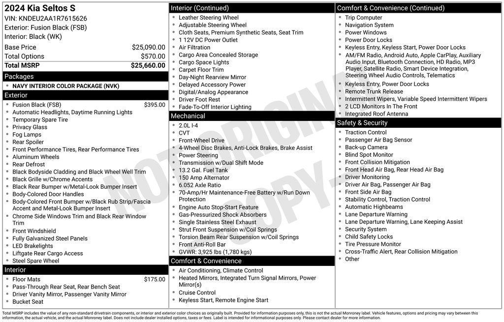 used 2024 Kia Seltos car, priced at $22,995