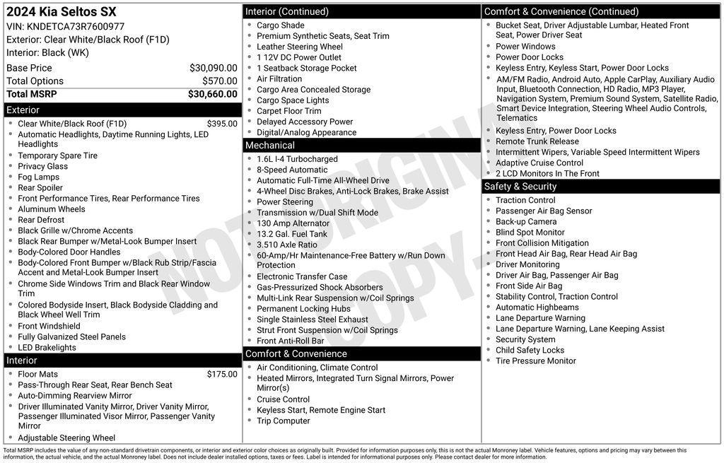 used 2024 Kia Seltos car, priced at $31,885