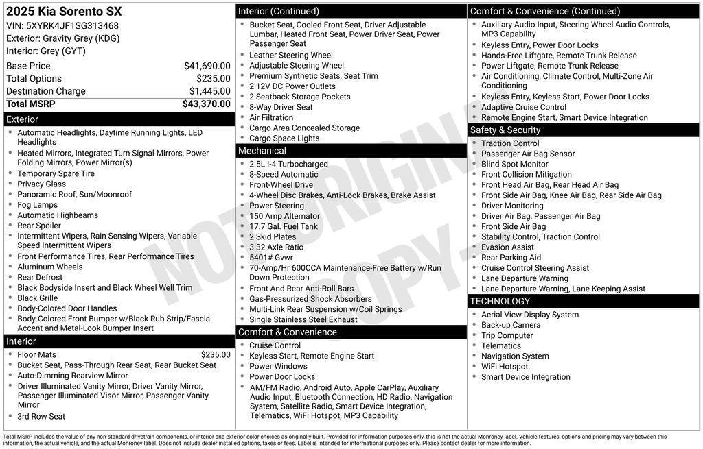 new 2025 Kia Sorento car