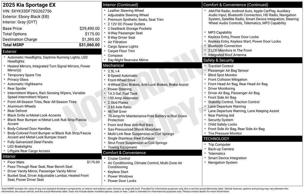 new 2025 Kia Sportage car, priced at $25,865