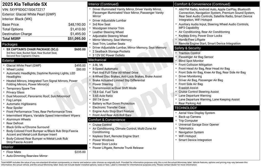 new 2025 Kia Telluride car, priced at $44,471