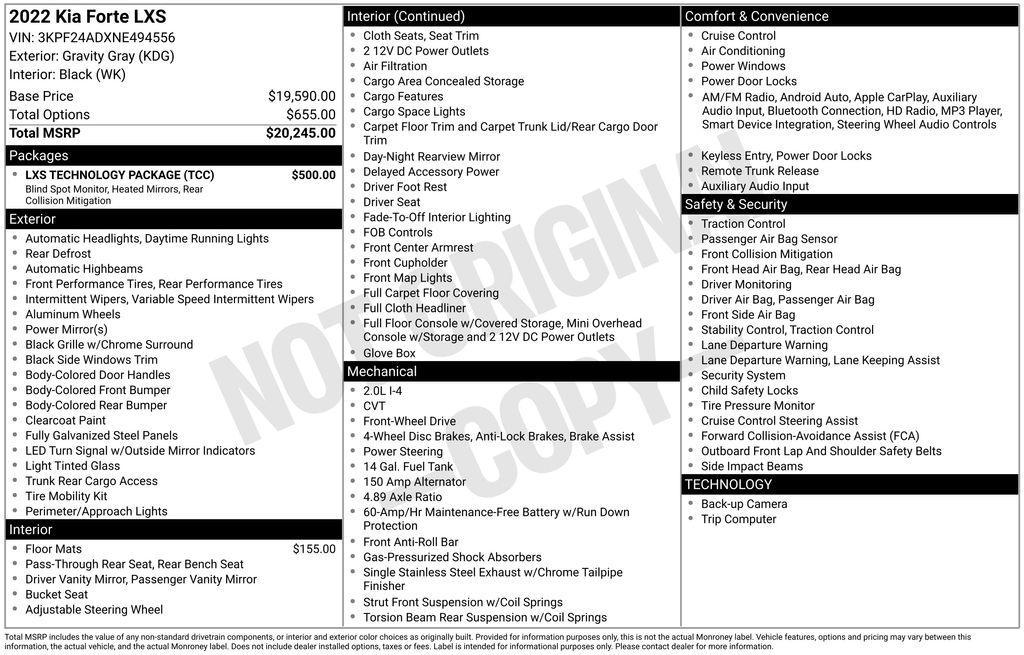 used 2022 Kia Forte car, priced at $17,800