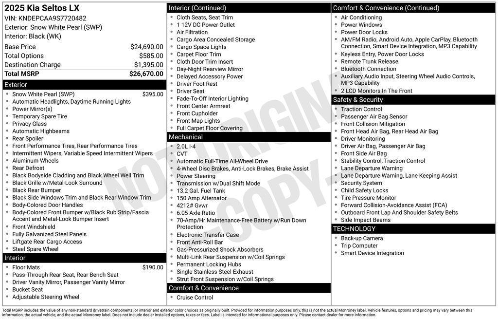 used 2025 Kia Seltos car, priced at $23,400