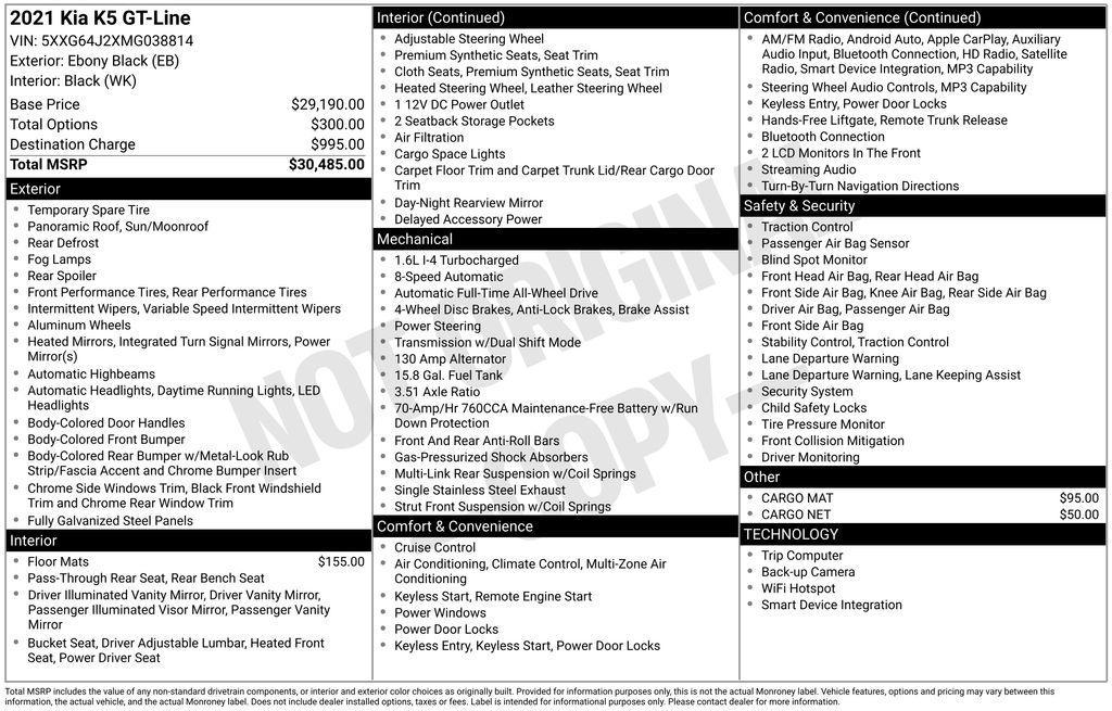 used 2021 Kia K5 car, priced at $17,175