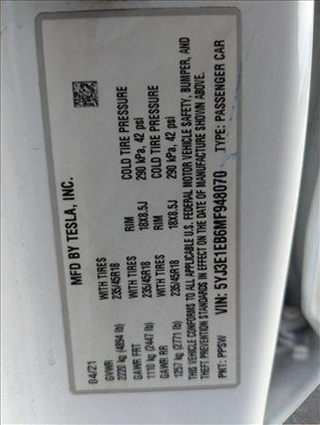 used 2021 Tesla Model 3 car, priced at $14,698