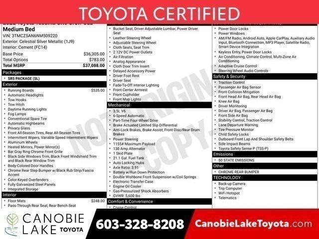 used 2022 Toyota Tacoma car, priced at $34,500