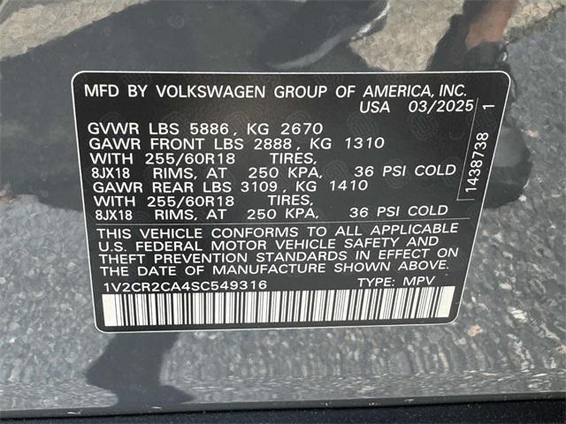 new 2025 Volkswagen Atlas car, priced at $48,401