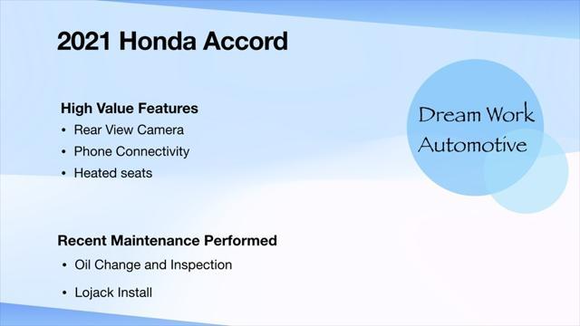 used 2021 Honda Accord car, priced at $21,745