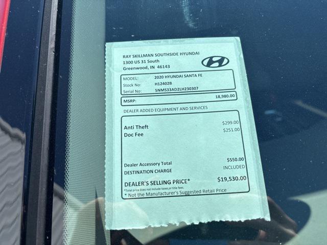 used 2020 Hyundai Santa Fe car, priced at $17,964