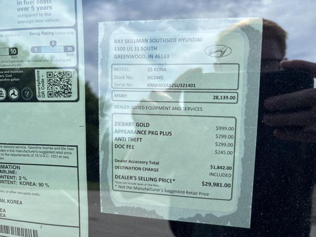 new 2025 Hyundai Kona car, priced at $27,639