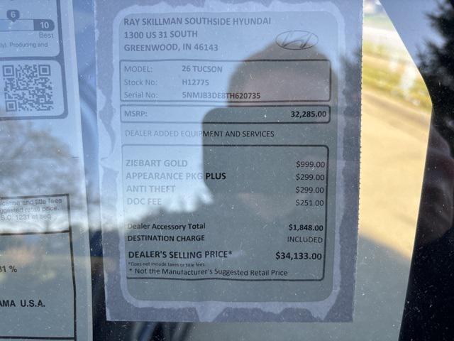 new 2026 Hyundai Tucson car, priced at $32,285