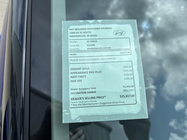 new 2025 Hyundai Venue car, priced at $23,875