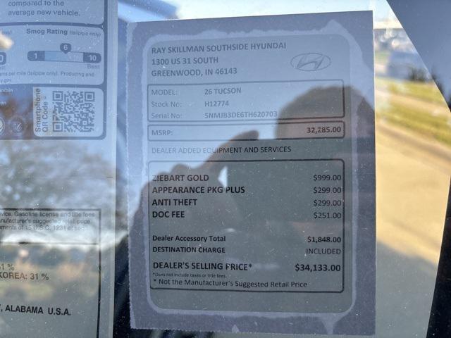 new 2026 Hyundai Tucson car, priced at $32,285