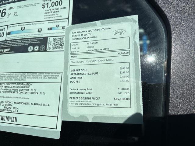 new 2026 Hyundai Tucson car, priced at $33,260