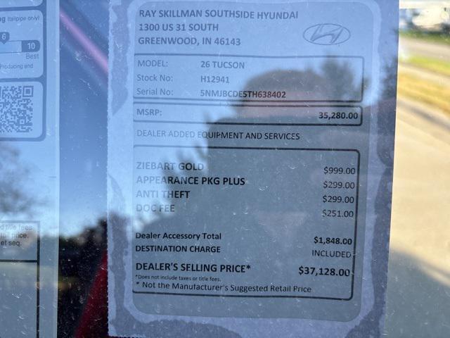 new 2026 Hyundai Tucson car, priced at $35,280