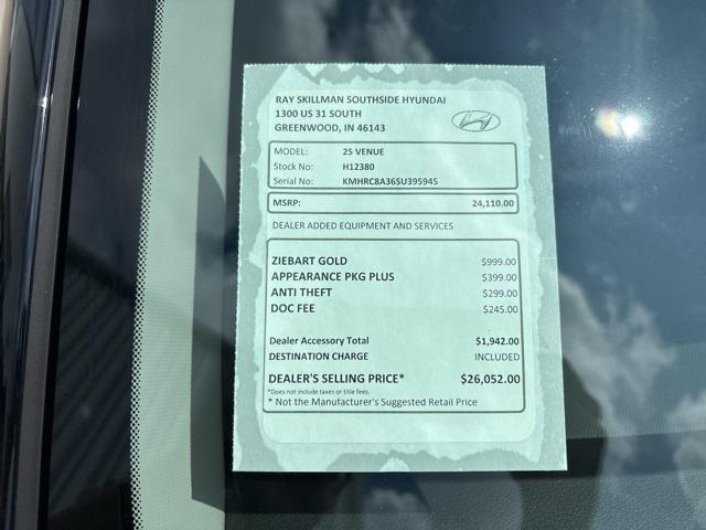 new 2025 Hyundai Venue car, priced at $24,110