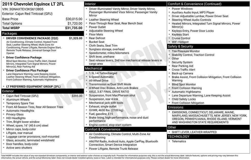used 2019 Chevrolet Equinox car, priced at $20,000