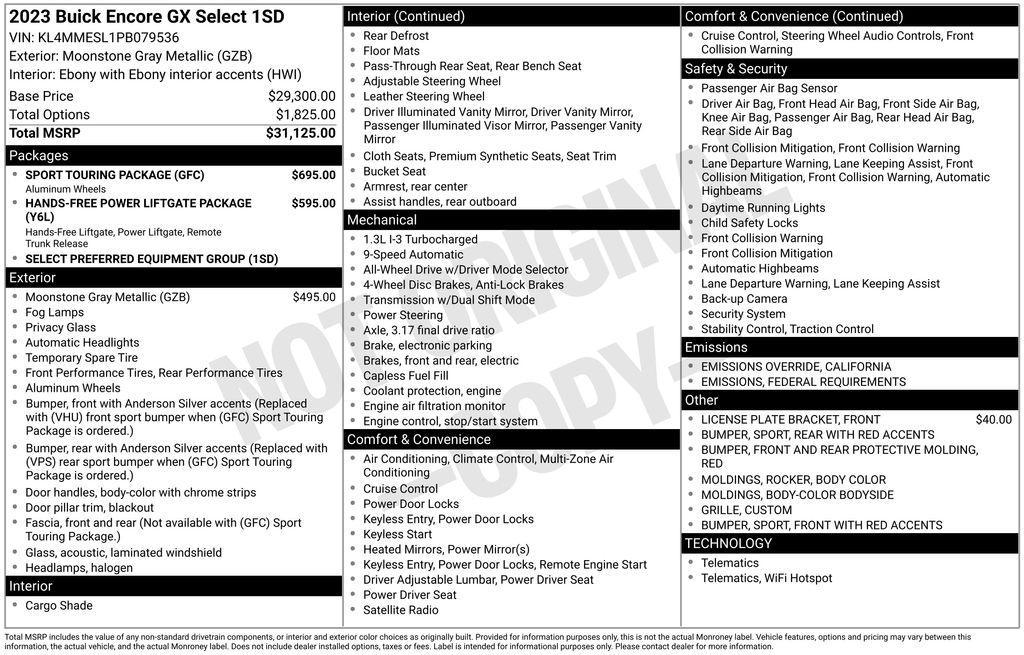 used 2023 Buick Encore GX car, priced at $23,750