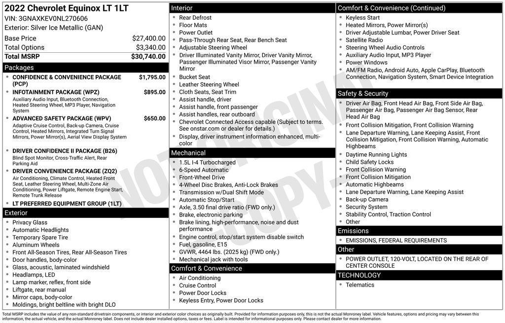 used 2022 Chevrolet Equinox car, priced at $16,750