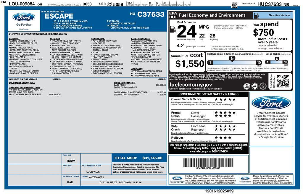 used 2017 Ford Escape car, priced at $13,500