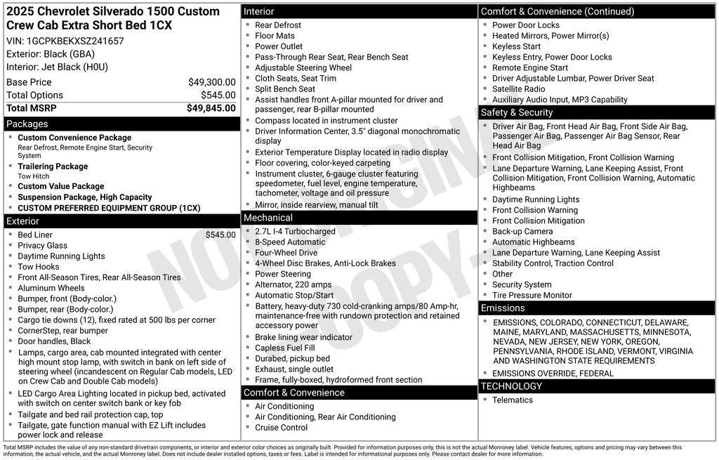 new 2025 Chevrolet Silverado 1500 car, priced at $45,874