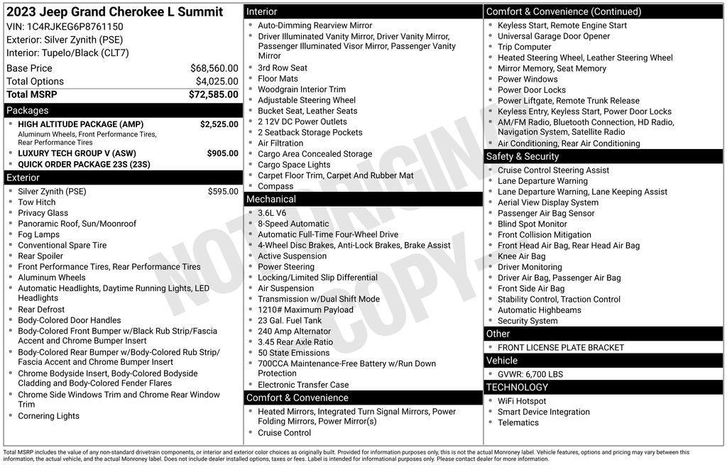 used 2023 Jeep Grand Cherokee L car, priced at $41,500