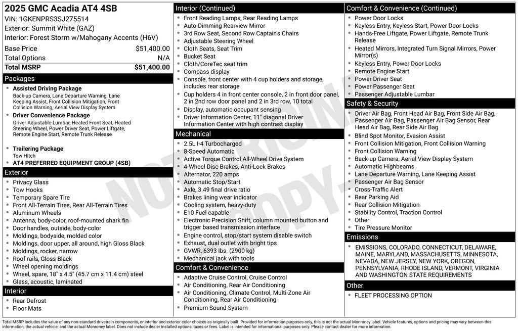 used 2025 GMC Acadia car, priced at $45,900