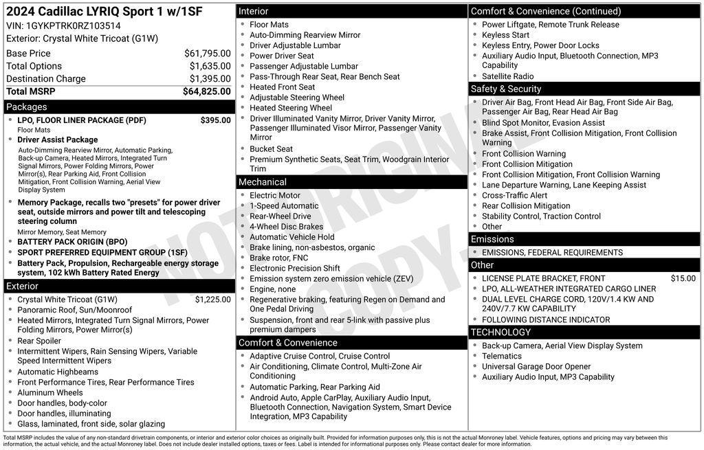 used 2024 Cadillac LYRIQ car, priced at $31,500