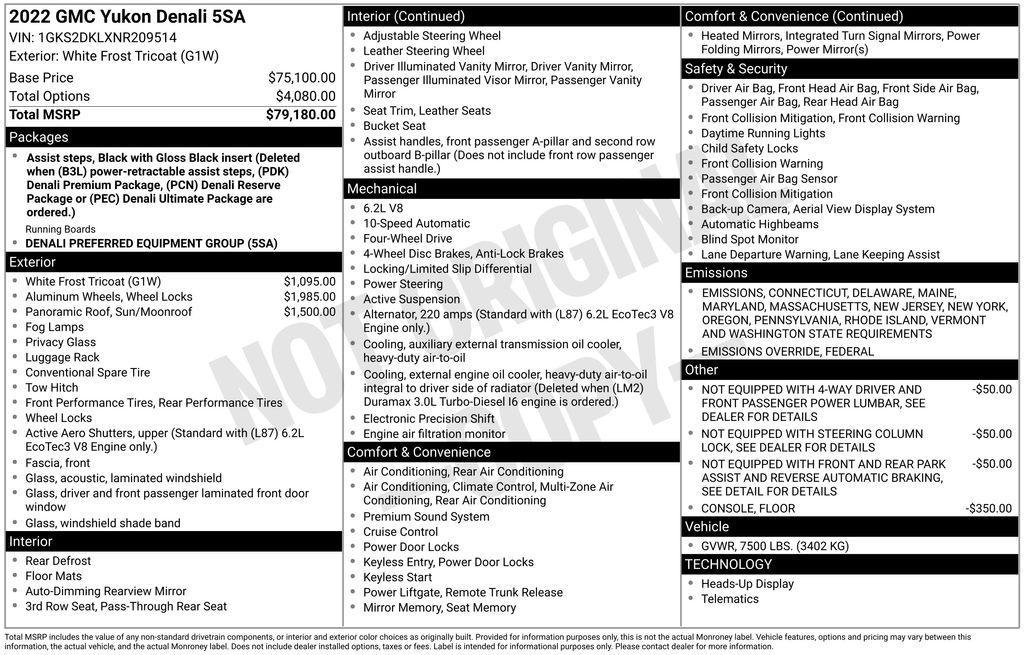 used 2022 GMC Yukon car, priced at $55,000
