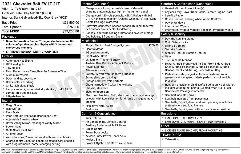 used 2021 Chevrolet Bolt EV car, priced at $11,400