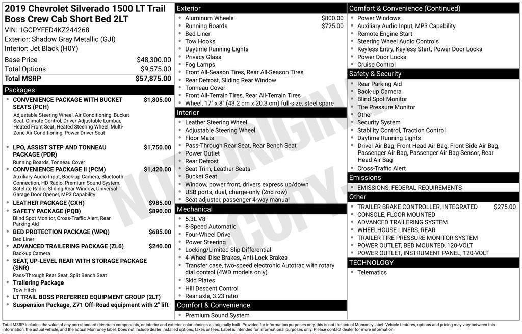 used 2019 Chevrolet Silverado 1500 car, priced at $35,000