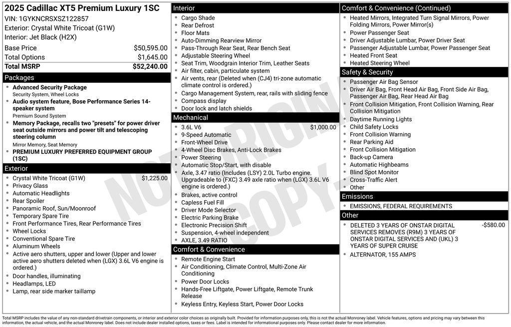 used 2025 Cadillac XT5 car, priced at $40,000
