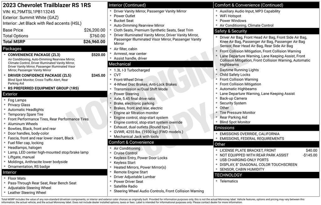 used 2023 Chevrolet TrailBlazer car, priced at $22,500