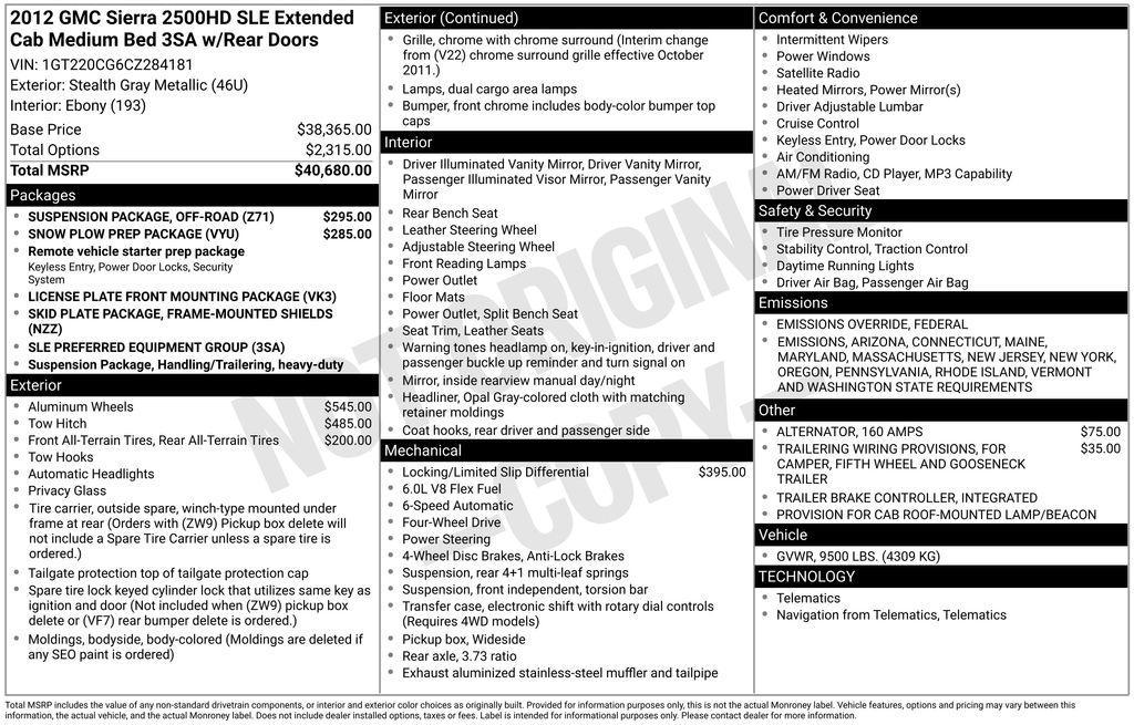 used 2012 GMC Sierra 2500 car, priced at $20,250
